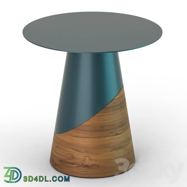 Table - Blue and Walnut Cone Side Table