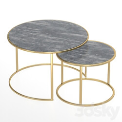 Table - Set of coffee tables in marble BLACK MARQUINA 
