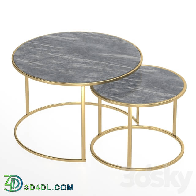 Table - Set of coffee tables in marble BLACK MARQUINA