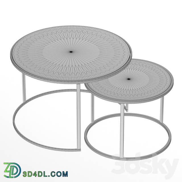 Table - Set of coffee tables in marble BLACK MARQUINA