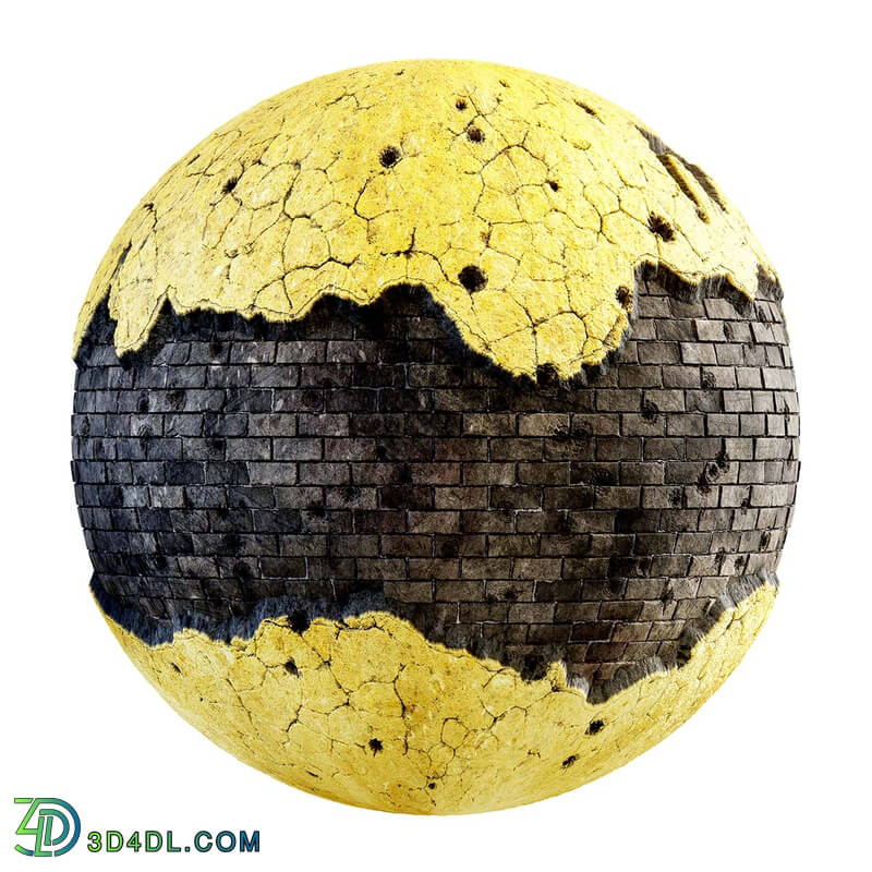 CGaxis Textures Physical 3 Destruction damaged yellow painted wall 31 44