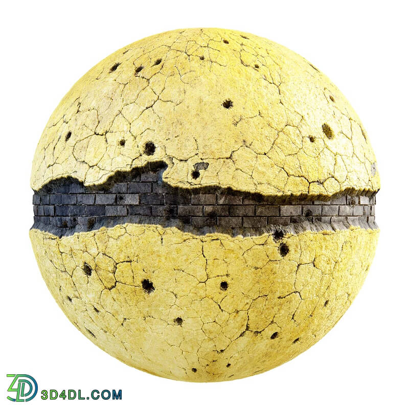 CGaxis Textures Physical 3 Destruction damaged yellow painted wall 31 45