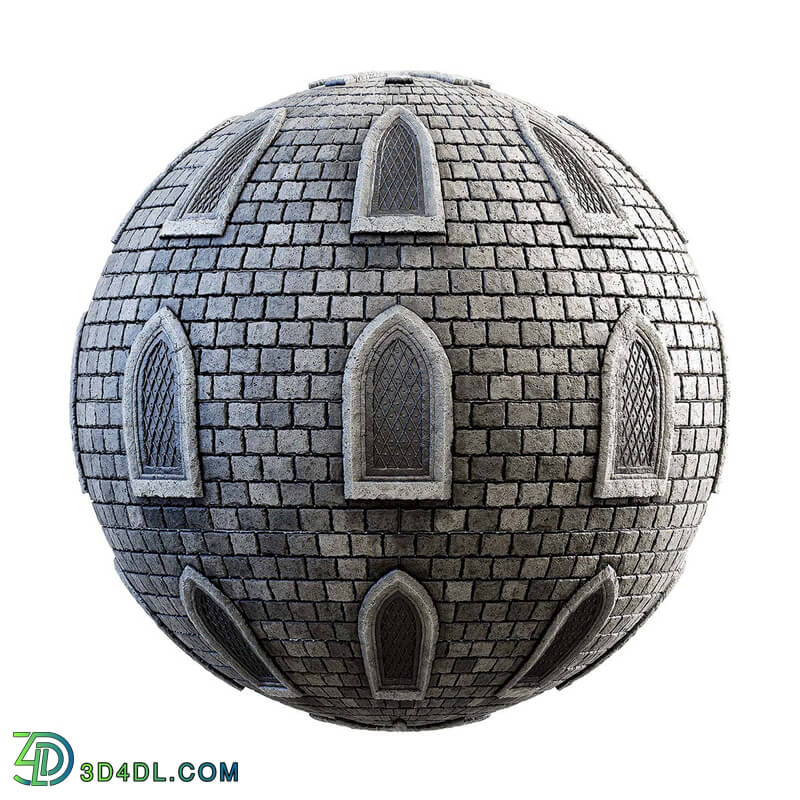 CGaxis Textures Physical 3 Medieval castle wall with windows 29 82