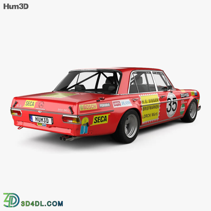 Hum3D Mercedes Benz 300 SEL AMG Red Pig 1969