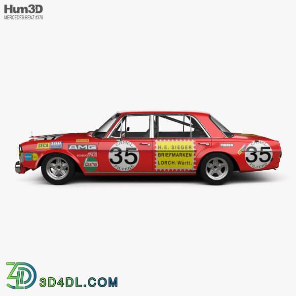 Hum3D Mercedes Benz 300 SEL AMG Red Pig 1969