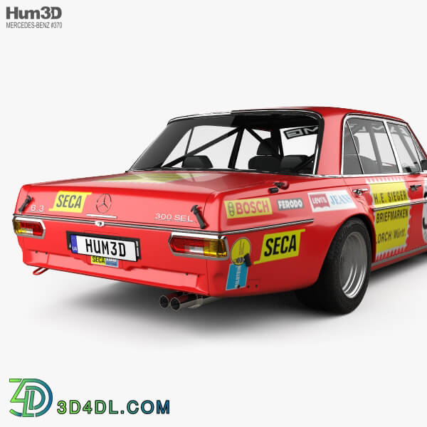 Hum3D Mercedes Benz 300 SEL AMG Red Pig 1969