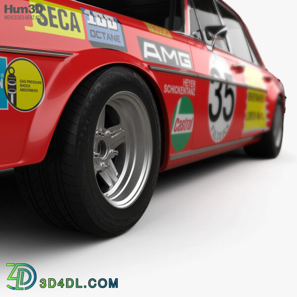 Hum3D Mercedes Benz 300 SEL AMG Red Pig 1969