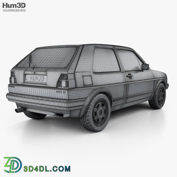 Hum3D Volkswagen Golf Mk2 3 door 1983