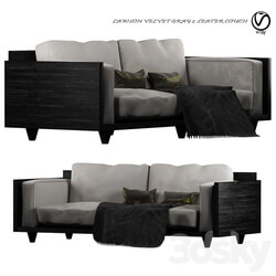 Sofa - Lawson Velvet Gray 2 Seater Couch 