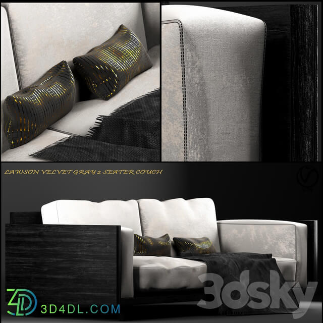 Sofa - Lawson Velvet Gray 2 Seater Couch