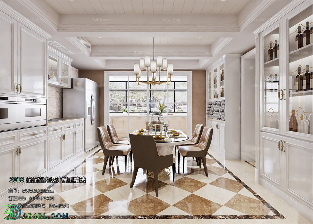 3D66 2018 Dining room kitchen American style E002