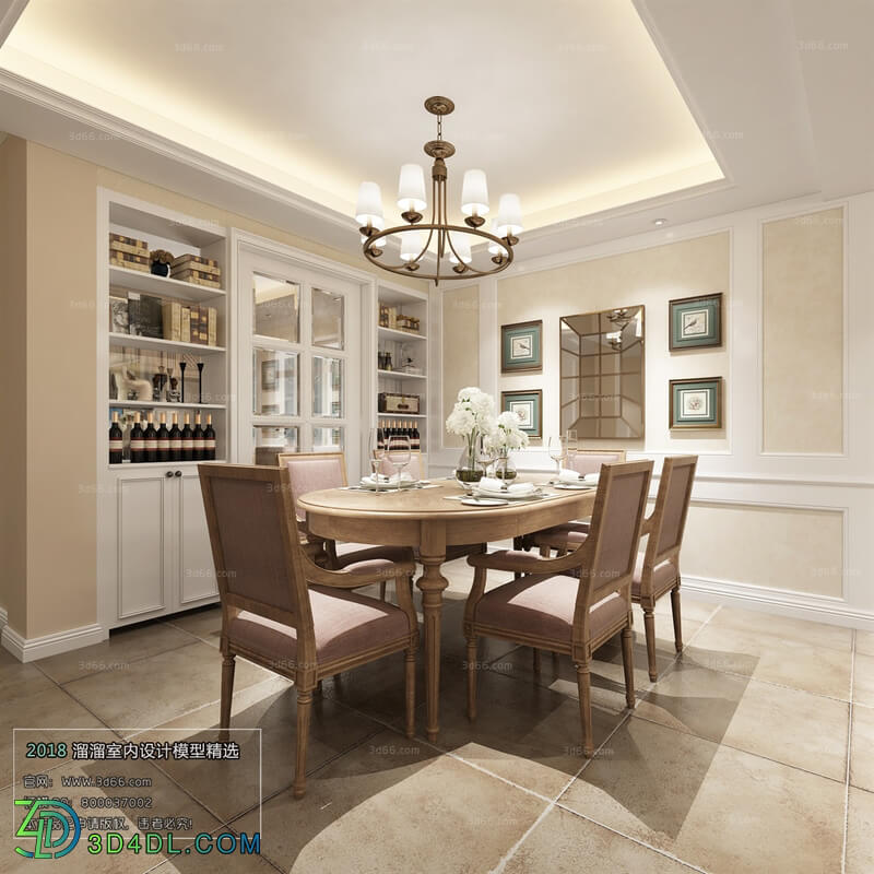 3D66 2018 Dining room kitchen American style E003