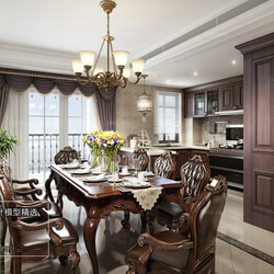 3D66 2018 Dining room kitchen American style E006 