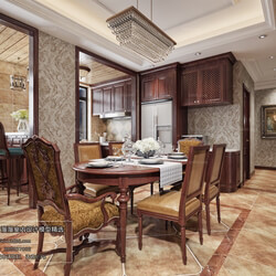 3D66 2018 Dining room kitchen American style E010 