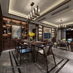 3D66 2018 Dining room kitchen Chinese style C001 
