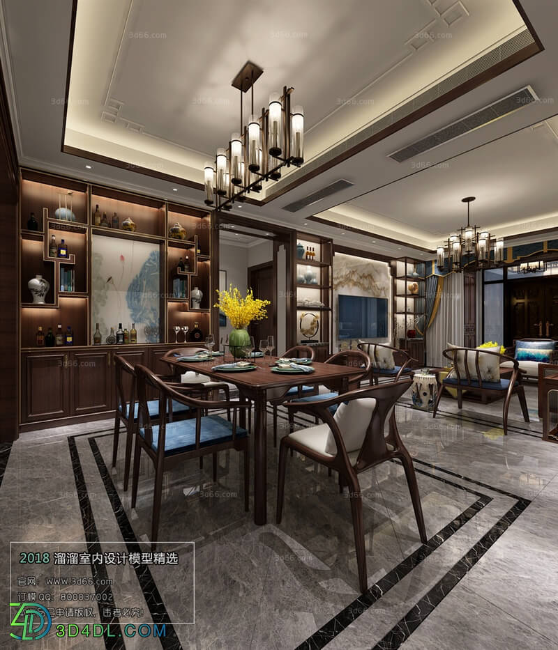 3D66 2018 Dining room kitchen Chinese style C001