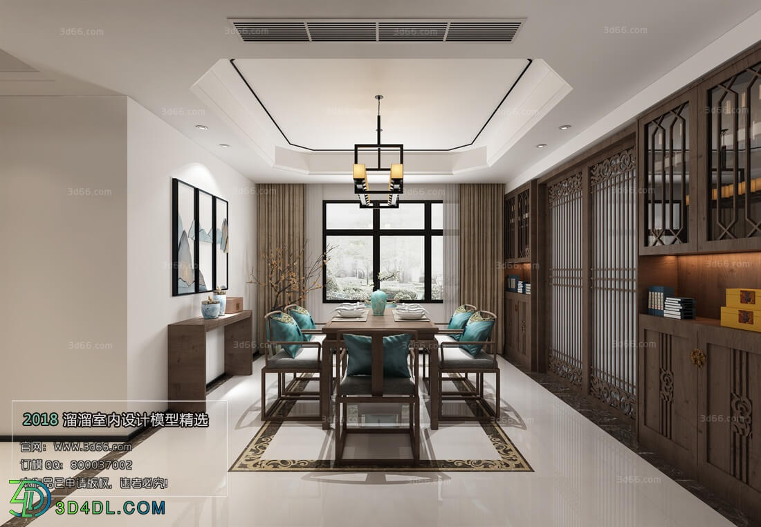 3D66 2018 Dining room kitchen Chinese style C002