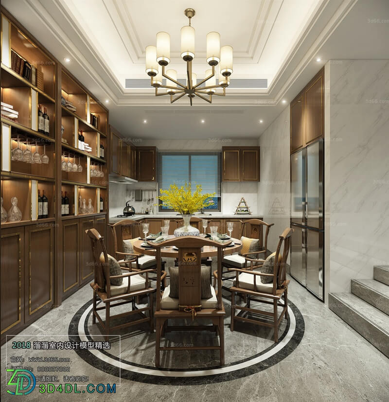 3D66 2018 Dining room kitchen Chinese style C006