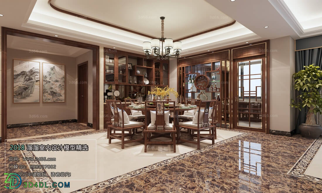 3D66 2018 Dining room kitchen Chinese style C009