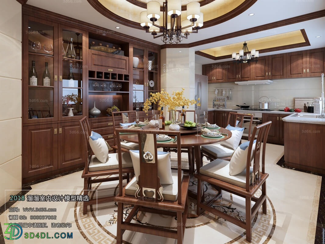 3D66 2018 Dining room kitchen Chinese style C010