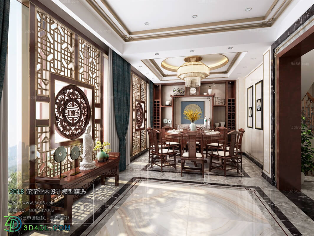 3D66 2018 Dining room kitchen Chinese style C011