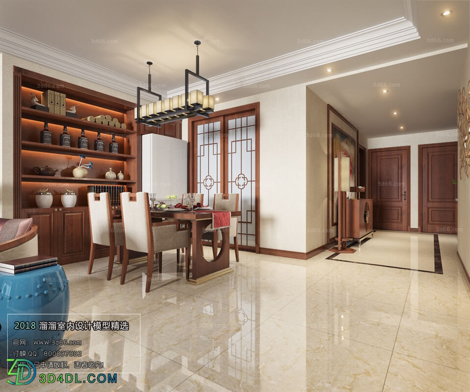 3D66 2018 Dining room kitchen Chinese style C012