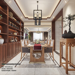 3D66 2018 Dining room kitchen Chinese style C013 