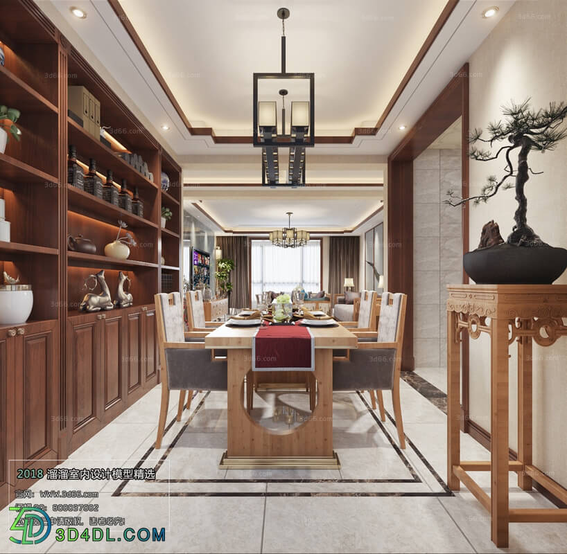 3D66 2018 Dining room kitchen Chinese style C013
