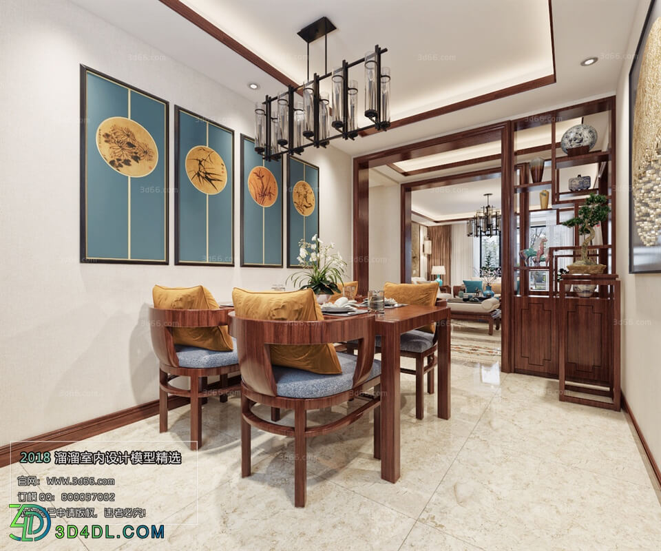 3D66 2018 Dining room kitchen Chinese style C014