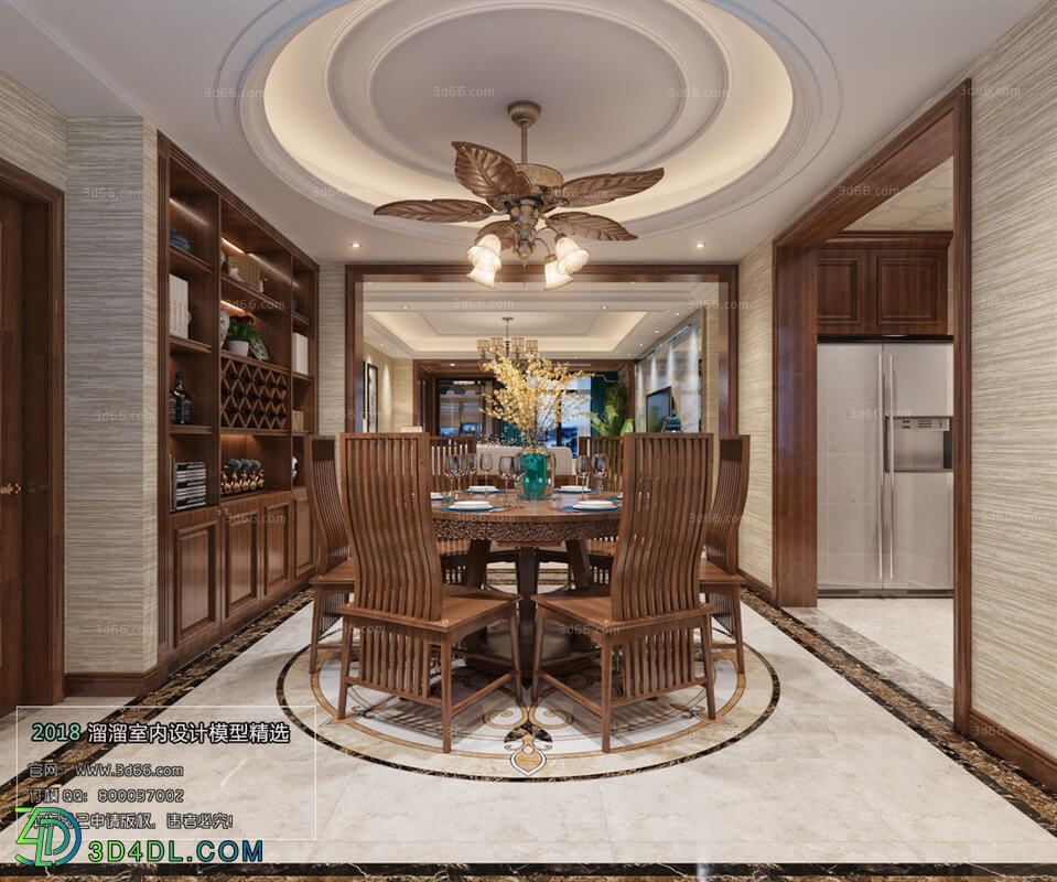 3D66 2018 Dining room kitchen Chinese style C015