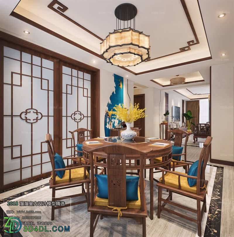 3D66 2018 Dining room kitchen Chinese style C016