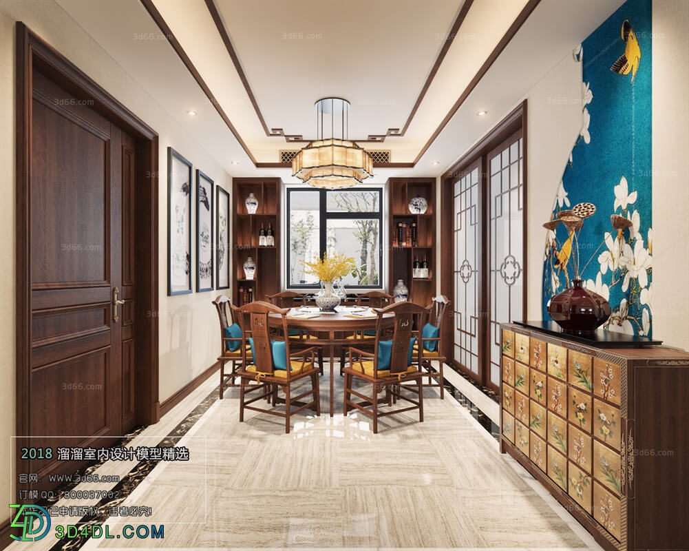 3D66 2018 Dining room kitchen Chinese style C016