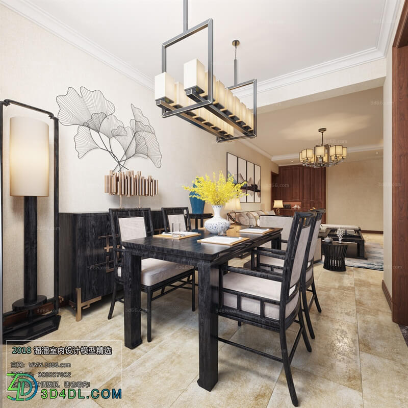 3D66 2018 Dining room kitchen Chinese style C017