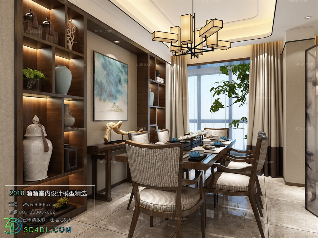 3D66 2018 Dining room kitchen Chinese style C018