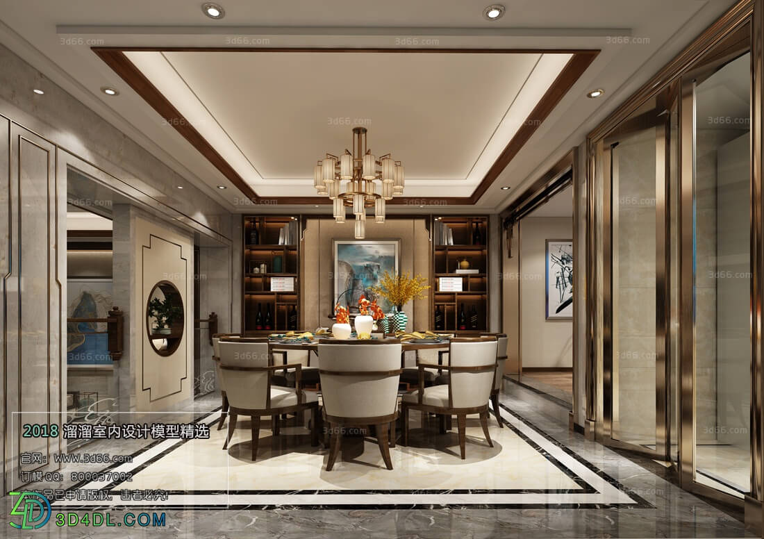 3D66 2018 Dining room kitchen Chinese style C019