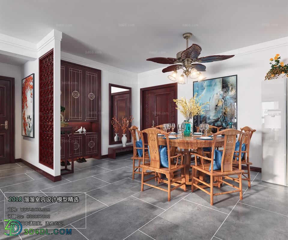 3D66 2018 Dining room kitchen Chinese style C021