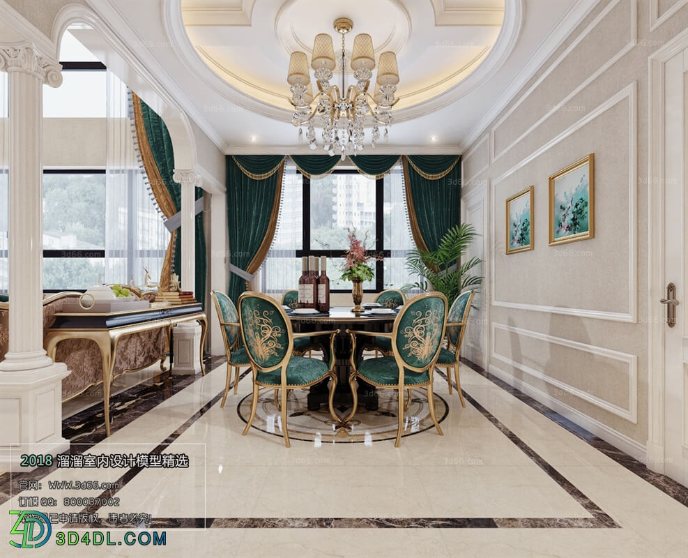 3D66 2018 Dining room kitchen European style D001