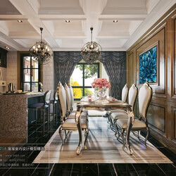 3D66 2018 Dining room kitchen European style D004 