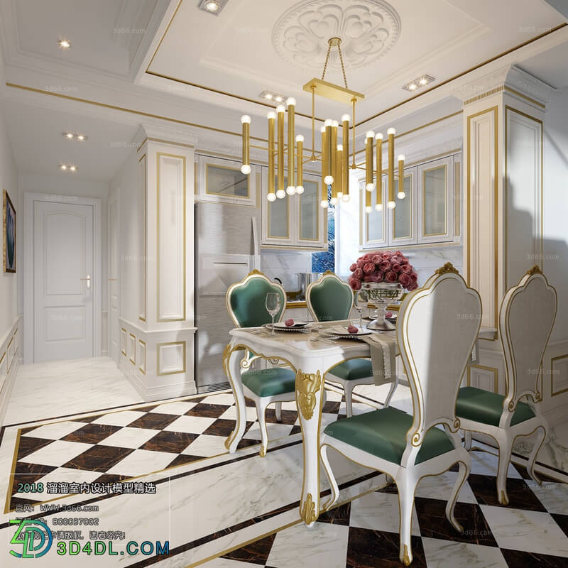 3D66 2018 Dining room kitchen European style D006