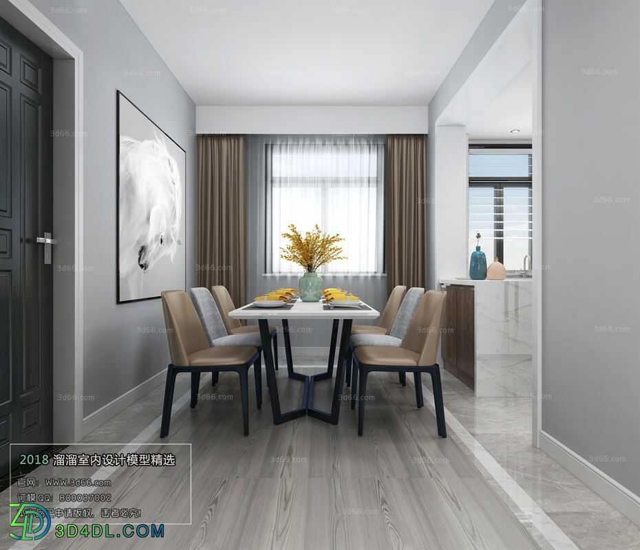 3D66 2018 Dining room kitchen Modern style A005