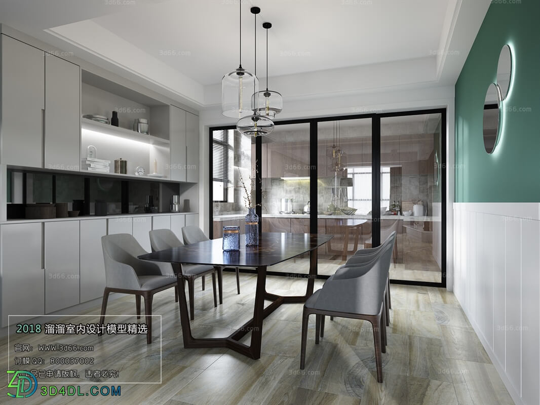 3D66 2018 Dining room kitchen Modern style A014