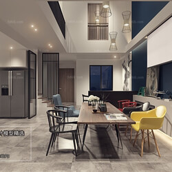 3D66 2018 Dining room kitchen Nordic style M002 