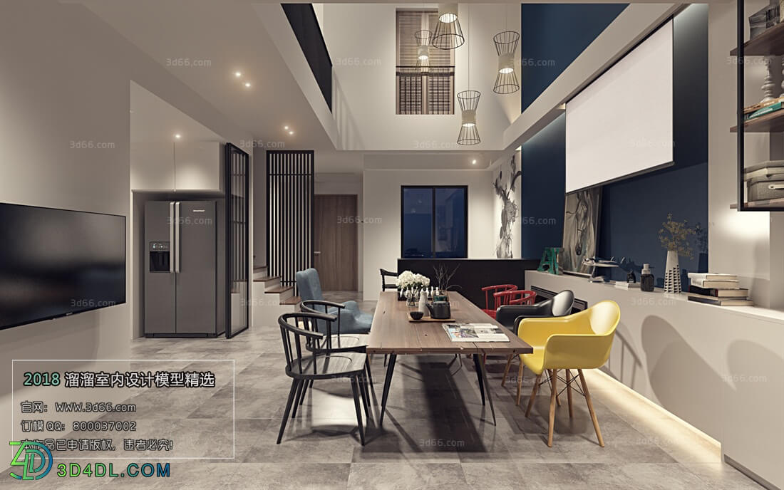 3D66 2018 Dining room kitchen Nordic style M002