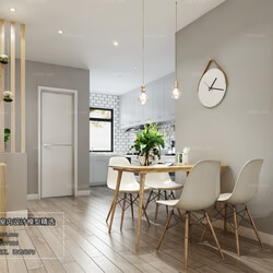 3D66 2018 Dining room kitchen Nordic style M003 