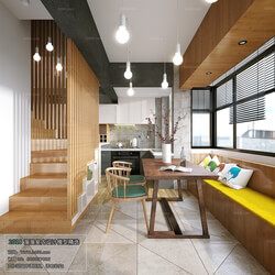 3D66 2018 Dining room kitchen Nordic style M005 