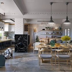 3D66 2018 Dining room kitchen Nordic style M007 
