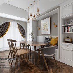 3D66 2018 Dining room kitchen Nordic style M008 