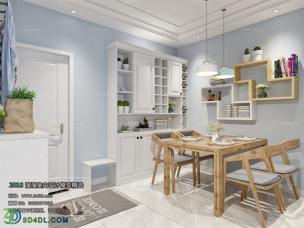 3D66 2018 Dining room kitchen Nordic style M009