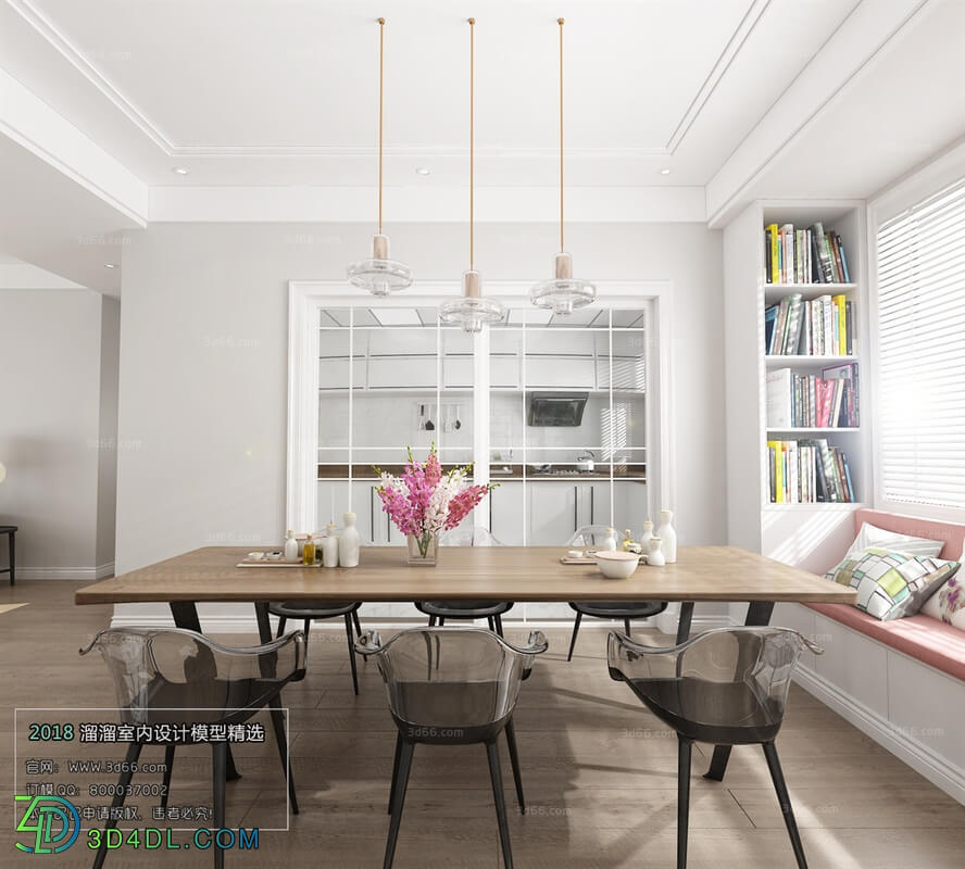 3D66 2018 Dining room kitchen Nordic style M010