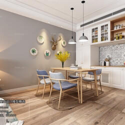 3D66 2018 Dining room kitchen Nordic style M012 
